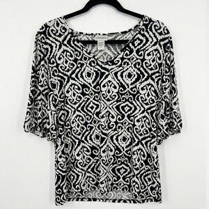 Chico's Black and White Patterned Blouse